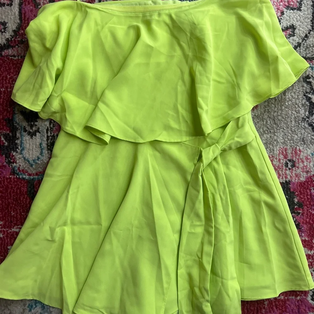Lime Strapless Ruffle Romper - Picture 2 of 4